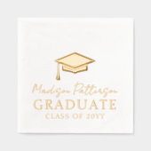 Graduiertenkap Elegant Personalisiert Name Graduat Servietten Mit Folie (Vorderseite)