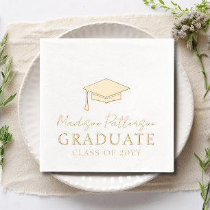 Graduiertenkap Elegant Personalisiert Name Graduat Servietten Mit Folie