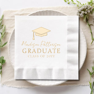 Graduiertenkap Elegant Personalisiert Name Graduat Servietten Mit Folie