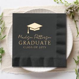 Graduiertenkap Elegant Personalisiert Name Graduat Servietten Mit Folie