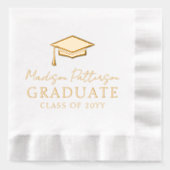 Graduiertenkap Elegant Personalisiert Name Graduat Servietten Mit Folie (Vorderseite)