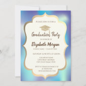 Graduiertenkap Holographic Blue Abschluss Part Einladung (Vorderseite)