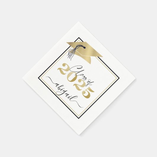 Graduiertenkap Metallic Gold Script Class Year Serviette (Ecke)