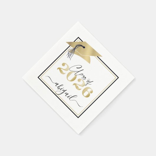 Graduiertenkap Metallic Gold Script Class Year Serviette (Ecke)