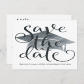 Graduiertenkap Modern Save the Date Postkarte (Vorne/Hinten)