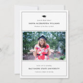 Graduiertenkap Modernes Foto Grad Bekanntgabe Ankündigung (Vorderseite)