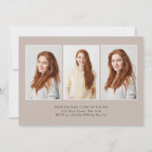 Graduiertenkap Modernes, Minimalistisches 4 Foto V Einladung (Rückseite)