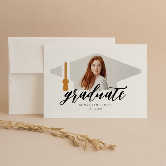 Graduiertenkap Modernes, Minimalistisches 4 Foto V Einladung