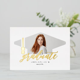 Graduiertenkap Modernes, Minimalistisches 4 Foto V Folieneinladung