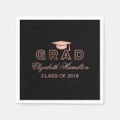 Graduiertenkap Rose Gold Elegant Grad Party Serviette (Vorderseite)