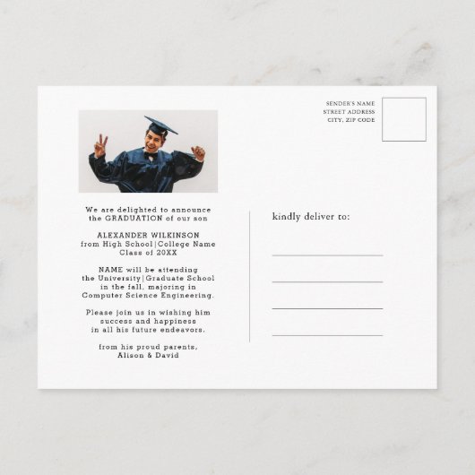 Graduiertenkap Tassel Einfaches Foto GRILLEN Party Einladungspostkarte (Rückseite)