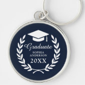 Graduiertenkap & Tassel Navy Blue Uni Emblem Schlüsselanhänger (Vorne)
