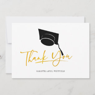 Graduiertenkap Tassel Typografie Imitate Gold Dankeskarte