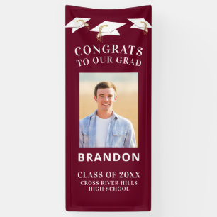 Graduiertenkap Toss GLÜCKWUNSCH GRAD Foto Maroon Banner