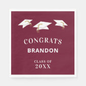 Graduiertenkap-Toss-GLÜCKWUNSCH Name Maroon Serviette (Vorderseite)