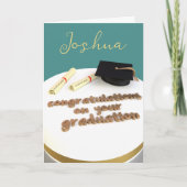 Graduiertenkap und Diploma Cake Gratulation Karte (Vorderseite)