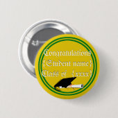 Graduiertenkappen Tilt School Farben grün und Gold Button (Vorne & Hinten)