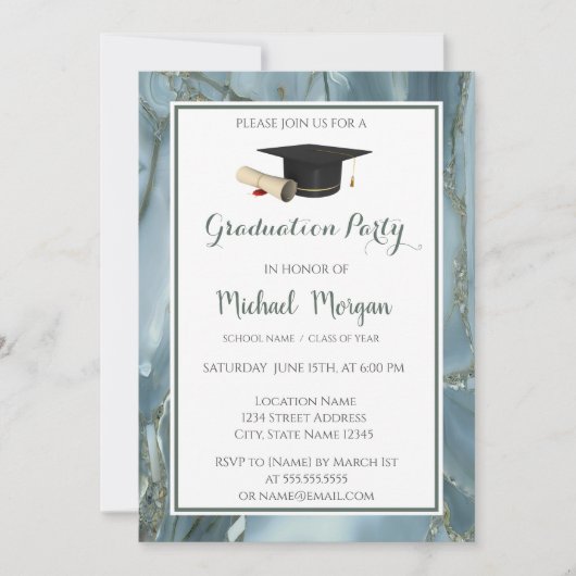 Graduiertenkapsel, Stone Graduation Party Einladung (Vorderseite)