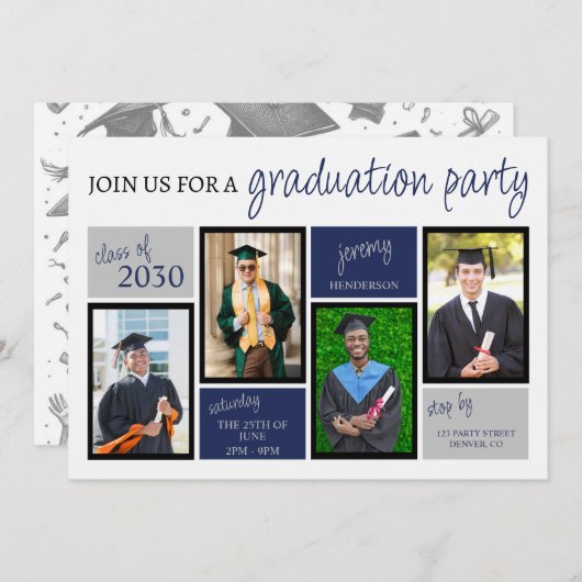 Graduiertenparty Einladung (Vorne/Hinten)