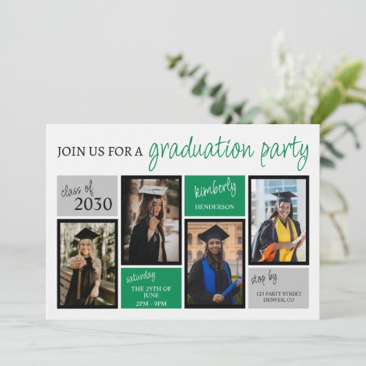 Graduiertenparty Einladung (Stehend Vorderseite)