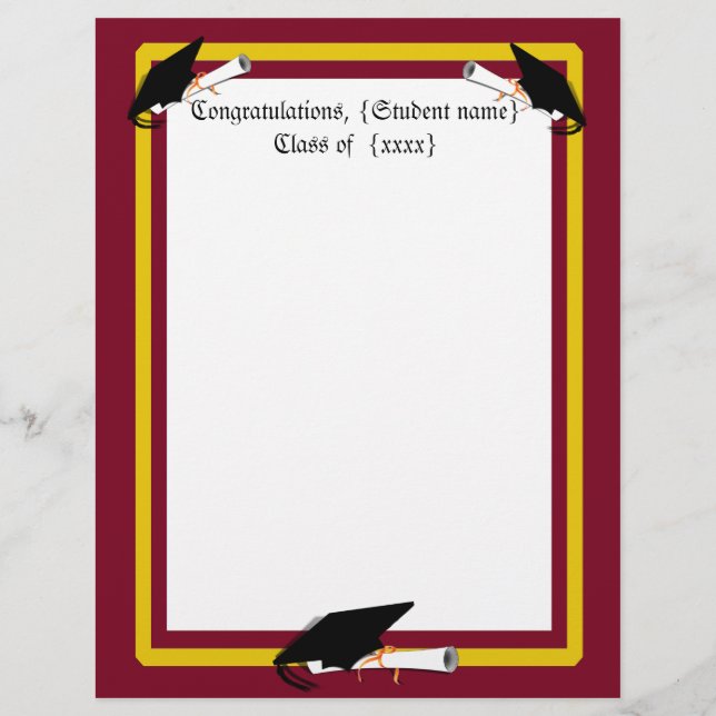 Graduiertenpfanne Tilt - Schulfarben Rot und Gold (Vorderseite)