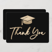 Graduiertenpfropfen Schwarz-Gold-Folie Dankeskarte (Vorne/Hinten)