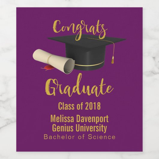 Graduiertenschule und Glückwunsch Weinetikett (Einzelnes Label)