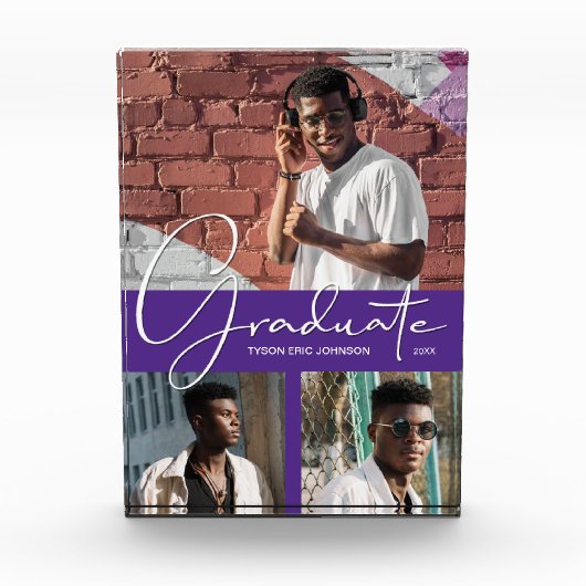 Graduiertenskript für Lila Collage Fotoblock (Vorderseite)