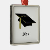 Graduierter Mortarboard und Tassle im Schwarzen Silbernes Ornament (Rechts)