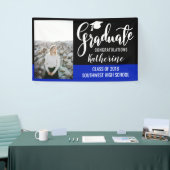 Graduiertes Foto-Glückwunsch-Schwarz-Blau des Banner (Messeveranstaltung)