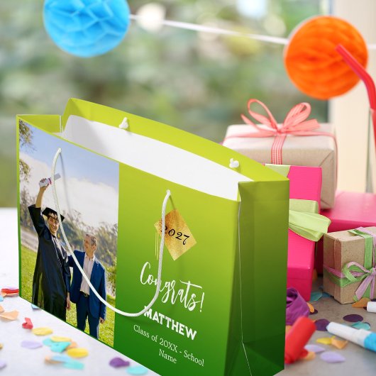 Graduiertes, grün-gelbes Foto Große Geschenktüte