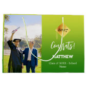 Graduiertes, grün-gelbes Foto Große Geschenktüte (Rückseite)