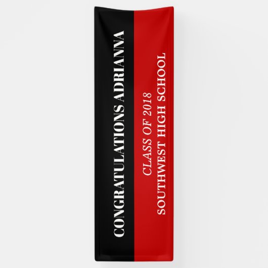 Graduiertes mutiges Skript-Glückwunsch-Schwarz-Rot Banner (Vertikal)