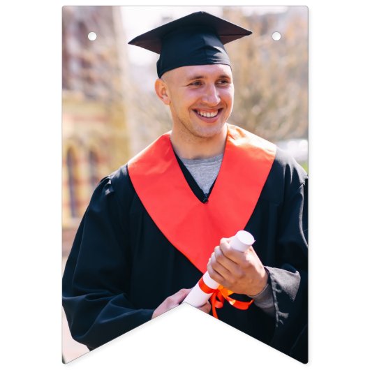 Graduiertname und Jahr 3 Fotos Benutzerdefinierter Wimpelkette (Erste Fahne)