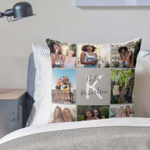 Graduierung 8 Foto Collage und Zitat Grau Abschlus Kissen