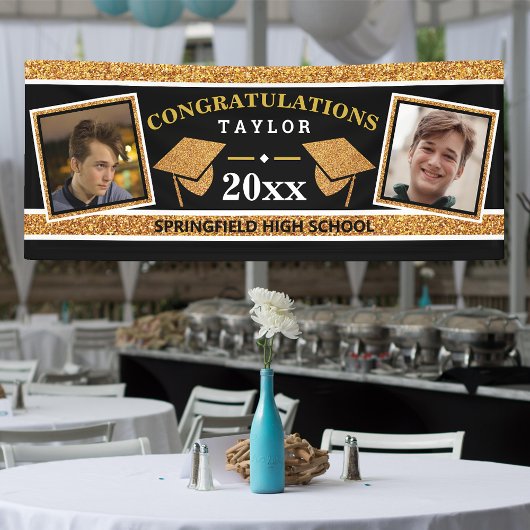 Graduierung Cap Gold und Black gratulieren Banner