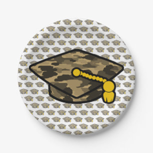 Graduierung Cap Khaki-Camouflage Pappteller