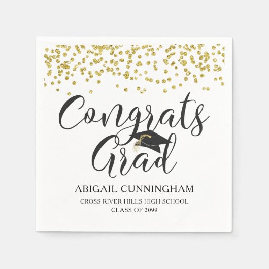 Graduierung Confetti CONGRATS GRAD Personalized Serviette (Vorderseite)