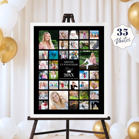 Graduierung Foto Collage CLASS OF Black Party Poster