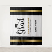 Graduierung von schwarzen und goldenen Streifen Wandteppich (Vorderseite)