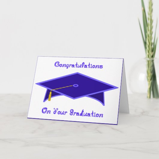 Graduierungskap Navy Blue Paper Hat Card druckbar Karte (Vorderseite)