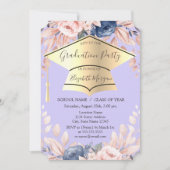 Graduierungskappe, Blume Lila Abschluss Einladung (Vorderseite)