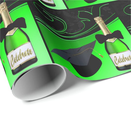 Graduierungskappe Champagner Flasche Krawatte Geschenkpapier (Rolleneckpunkt)