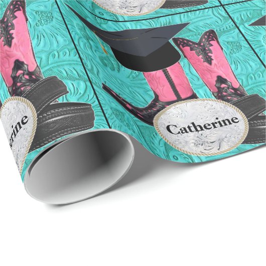 Graduierungskappe Cowboy Stiefel Gürtel Custom Buc Geschenkpapier (Rolleneckpunkt)