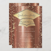 Graduierungskappe,Diamanten-brauner metallischer A Einladung (Vorne/Hinten)