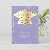 Graduierungskappe,Diamanten Lila Abschluss Einladung (Stehend Vorderseite)