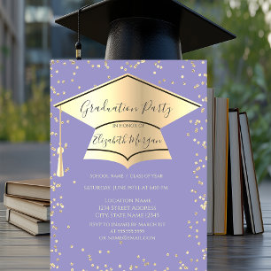 Graduierungskappe,Diamanten Lila Abschluss Einladung