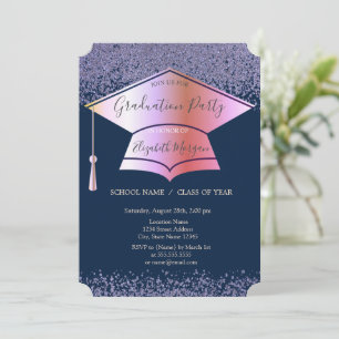Graduierungskappe, Diamanten Navy Blue Einladung