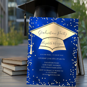 Graduierungskappe,Diamonds Blue Metallic Abschluss Einladung