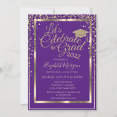 Graduierungskappe Diamonds Violet Abschluss Einladung (Vorderseite)